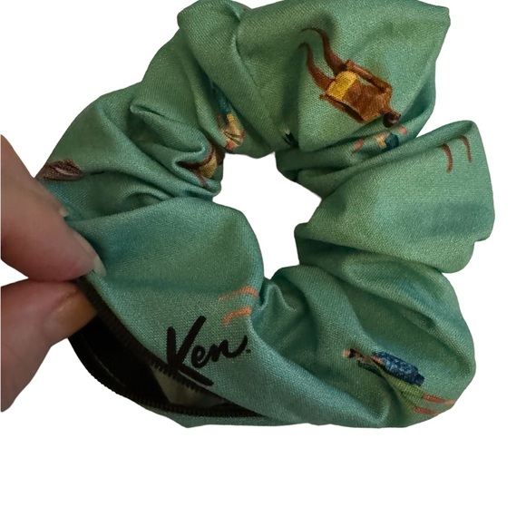 Ken Barbie zipper hair scrunchie hand made USA cotton rare print summer trend - Picture 2 of 5